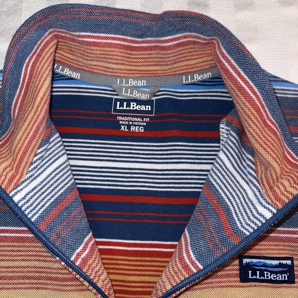 LL Bean Traditional Fit Multicolor Striped Pullover Sweatshirt Men’s XL 1/4 Zip - Picture 3 of 11